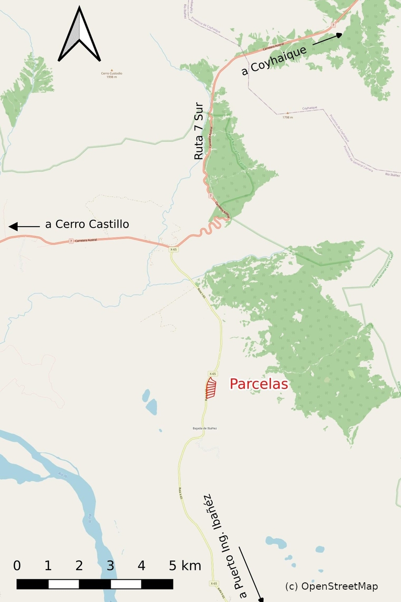 Ubicación de las parcelas en Bajada Ibañez